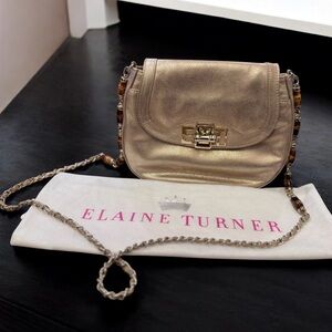 Elaine Turner Gold Leather Crossbody Bag